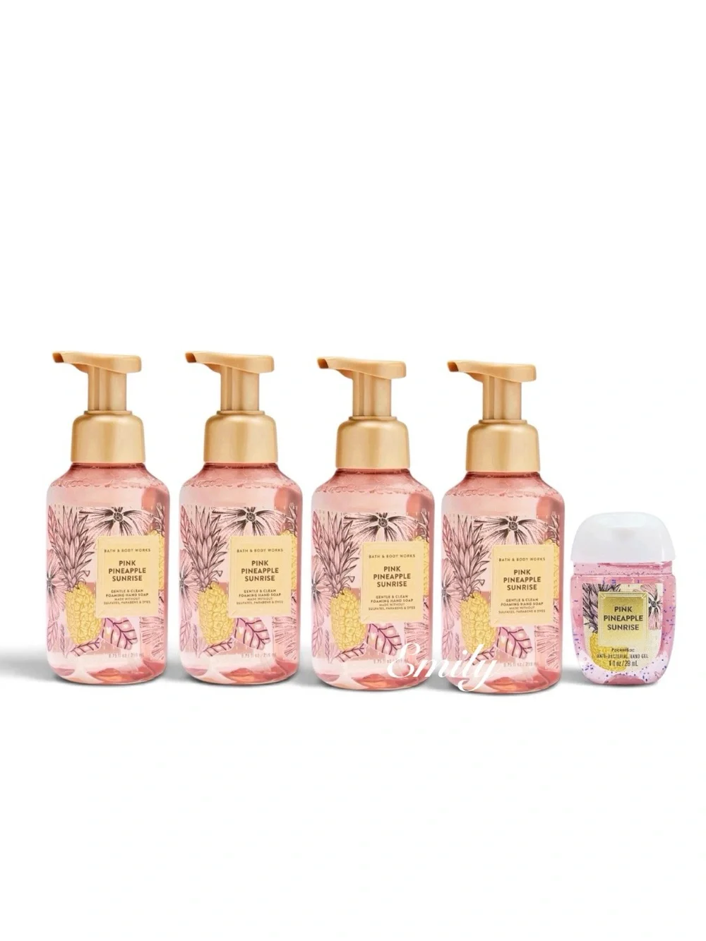 4X Bath & Body Works PINK PINEAPPLE SUNRISE Foaming Hand Soap 8.75 fl oz Bundle